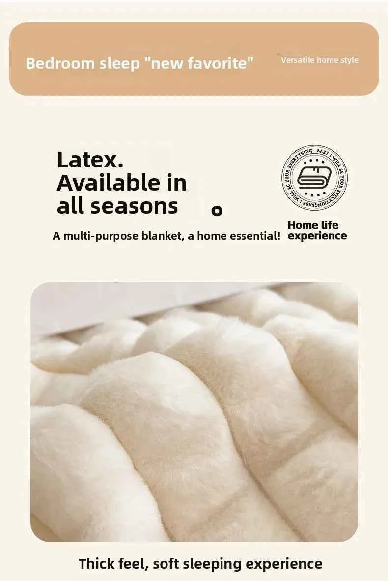 2025 A-Class Rabbit Fur Plush Blanket Multi-Functional Sofa Living Room Warm Decorative Autumn Winter Cozy Throw Blanket