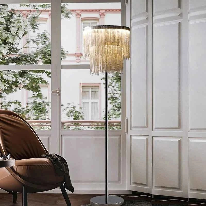 New Tassel Floor Lamp Living Room Bedside Light Luxury Bedroom Vertical Table Lamp Nordic Postmodern Simple Sofa Corner Art Lamp