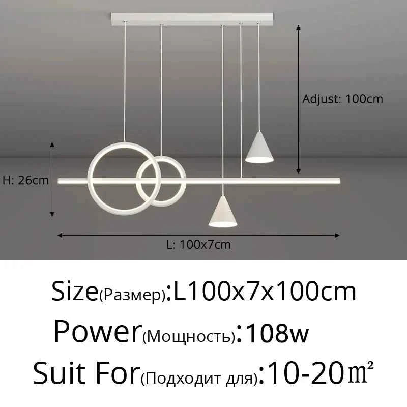 Minimalist Long Strip Restaurant Pendant Lamp Home Interior Decor Living Room Ceiling Chandelier Bar Table Cafe Hanging Lights