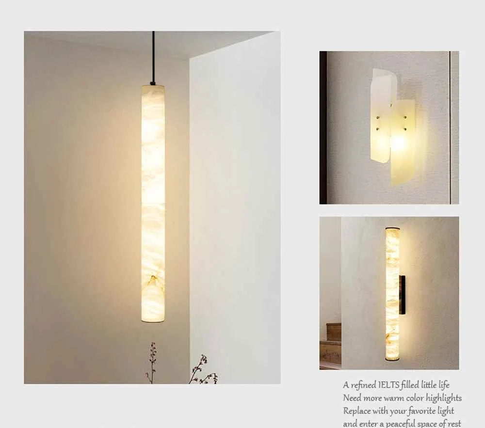 Suspension Luminaire Lampen Dinning Room Pendant Light 2025 Trendy Natural Marble Hanging Lamps LED Alabaster Chandelier