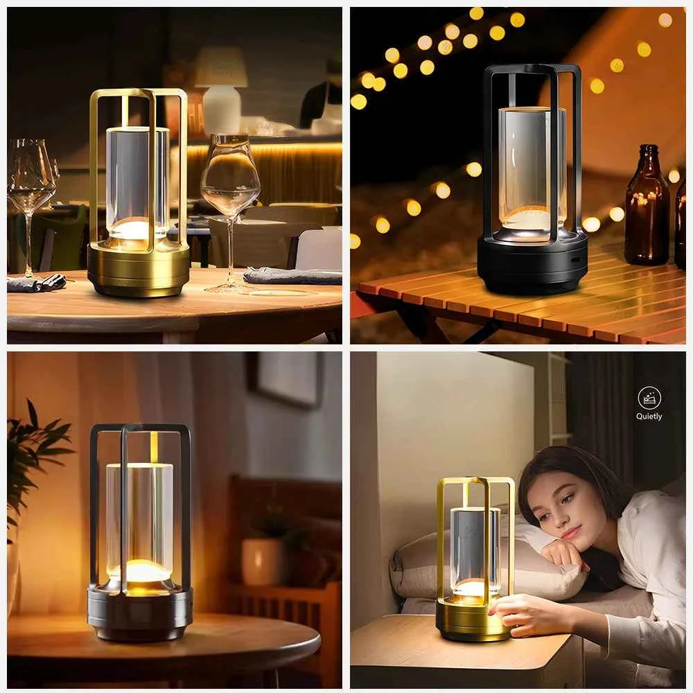 16 Modes Table Lamp LED Rechargeable Dimmable Mood Light Crystal Candle Room Decoration Portable Night Lights For Home Bar Gift