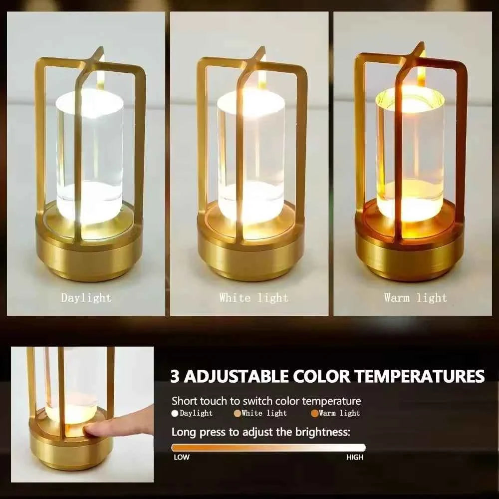 16 Modes Table Lamp LED Rechargeable Dimmable Mood Light Crystal Candle Room Decoration Portable Night Lights For Home Bar Gift