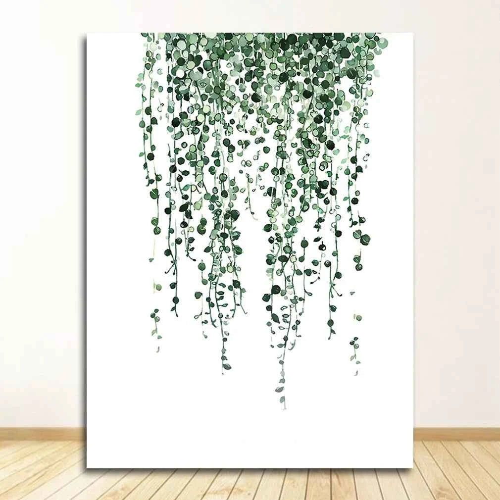Wall Art Paintings for Living Room Home Decor Scandinavian Style Tropical Plants Poster Green Leaves Decorative Picture Modern