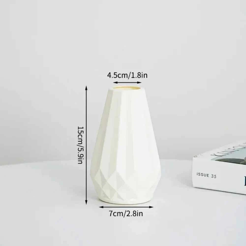 Diamond Shaped Flower Vase Fashion Imitation Ceramic Plastic Flower Pot Nordic Style Modern Flower Arrangement Living Room