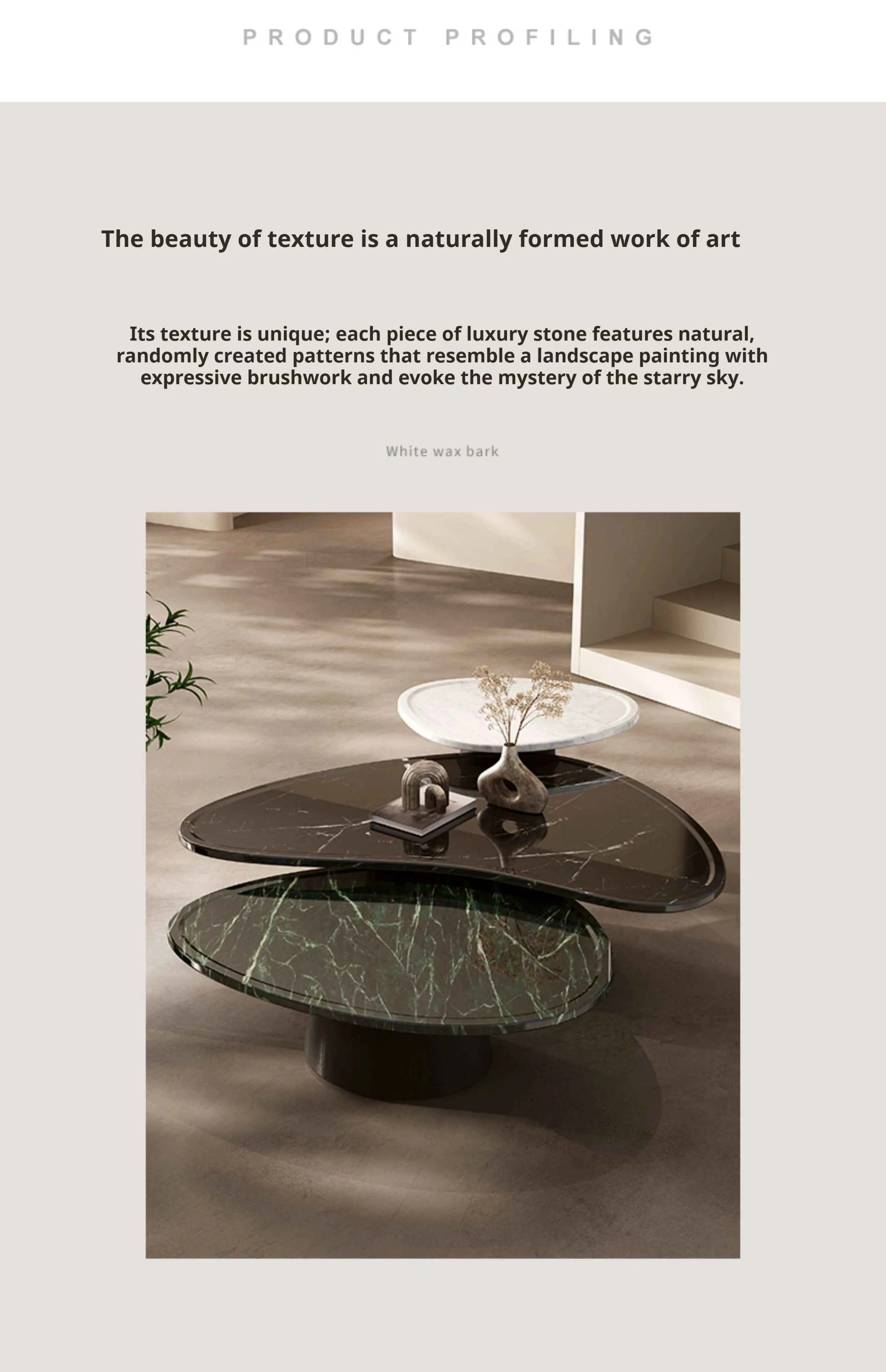 "Luxury Natural Stone Coffee Table - Italian Designer Marble Tea Table, Artistic Freeform Shape for Modern Living Room"