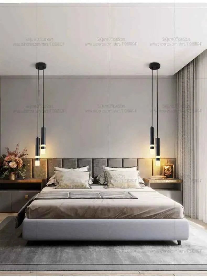 Modern LED Long Pendent Lamp Hanging Bedroom Bedhead pendant Light Suitable For Restaurant Bar Counter Decoration Chandelier