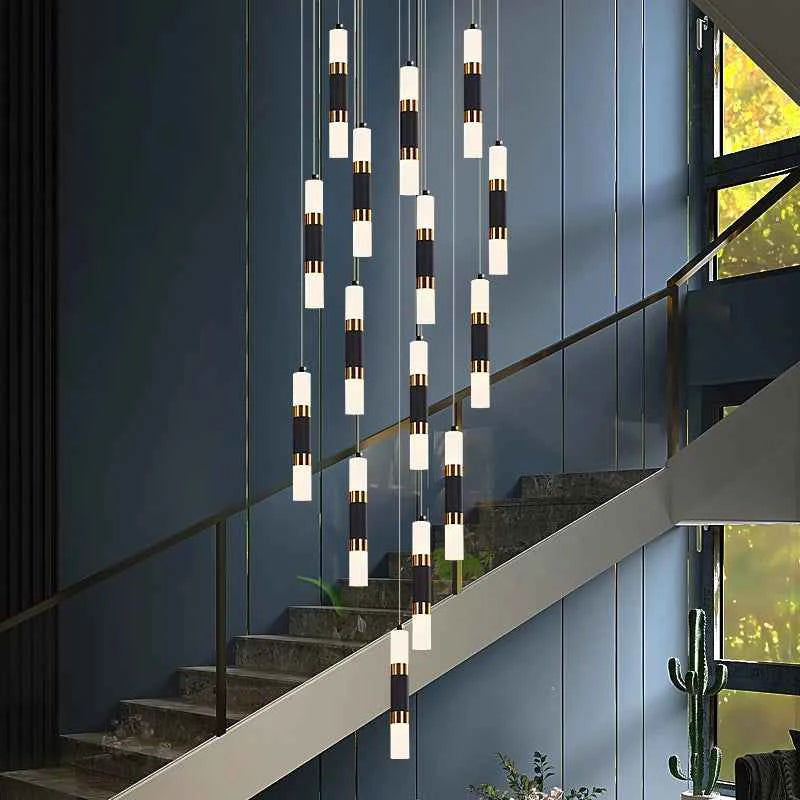 Modern Ceiling Chandelier Indoor Stair LED Decoration Chandelier Living Room Staircase Pendant Lights Duplex House Hanging Lamp