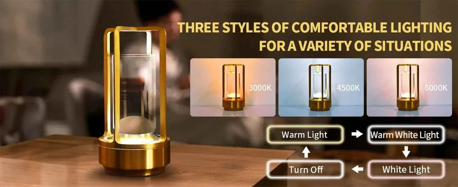 16 Modes Table Lamp LED Rechargeable Dimmable Mood Light Crystal Candle Room Decoration Portable Night Lights For Home Bar Gift