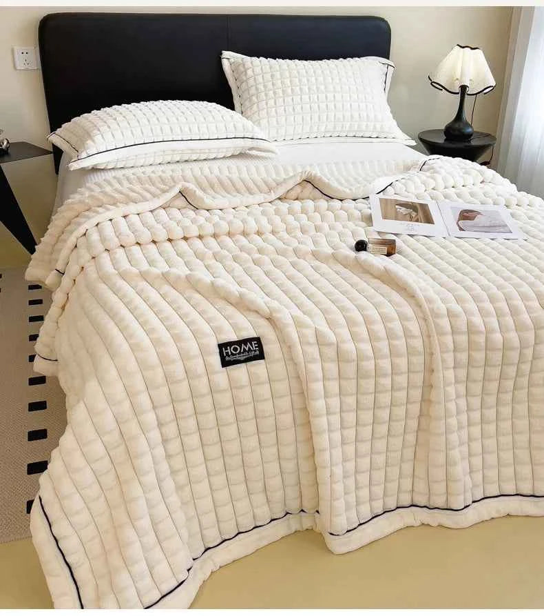 2025 A-Class Rabbit Fur Plush Blanket Multi-Functional Sofa Living Room Warm Decorative Autumn Winter Cozy Throw Blanket