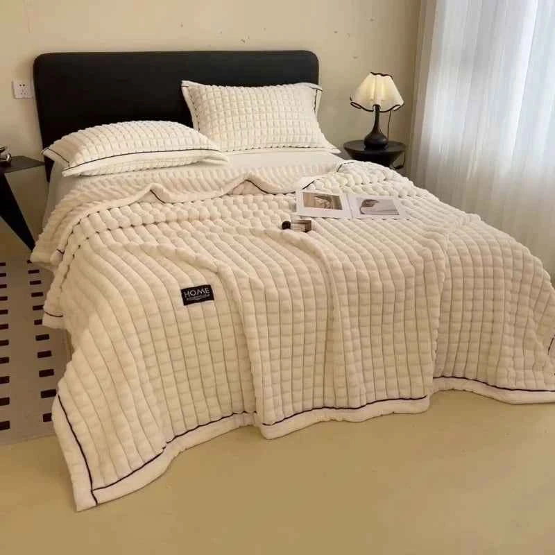 2025 A-Class Rabbit Fur Plush Blanket Multi-Functional Sofa Living Room Warm Decorative Autumn Winter Cozy Throw Blanket