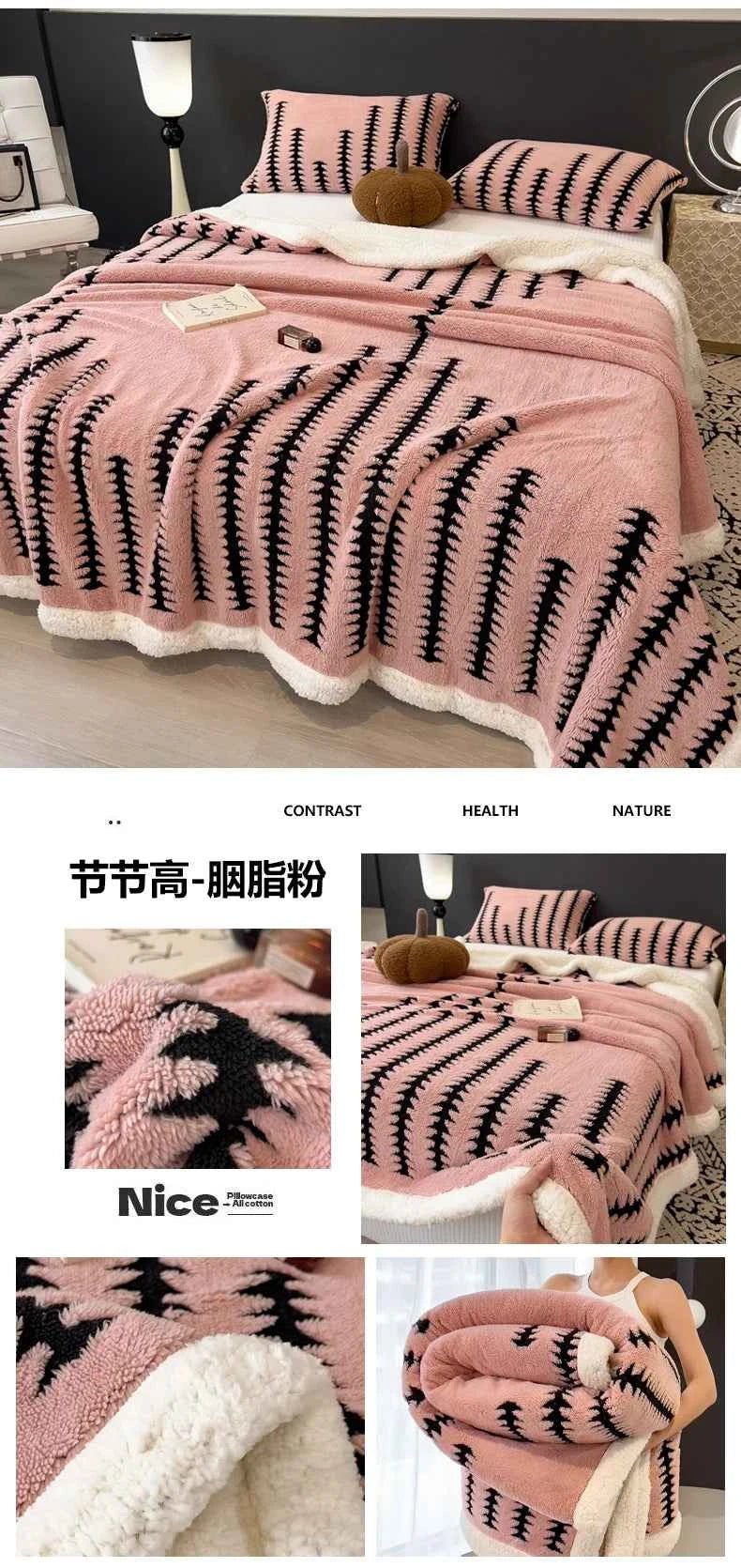 Blanket Quilt New Thickened Cloud-feel Fleece Double-layer  Plush Winter Wool Knee Nap Four Seasons Blankets for Sofas Sleeping