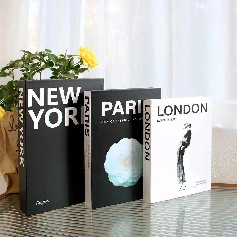 3Pcs/Set Luxury Decoration Fake Books Rich in layers Set of fake books Home Decor Ornaments cosmetic room Coffee Table Book