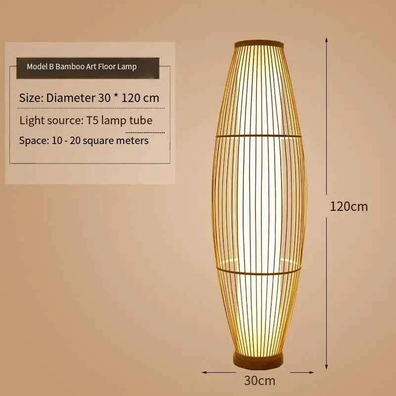 Art Chinese Floor Lamp Retro Bamboo Weaving Living Room Tea Room Japanese Bedroom Classic Creative Ornament Lighting Fixtures