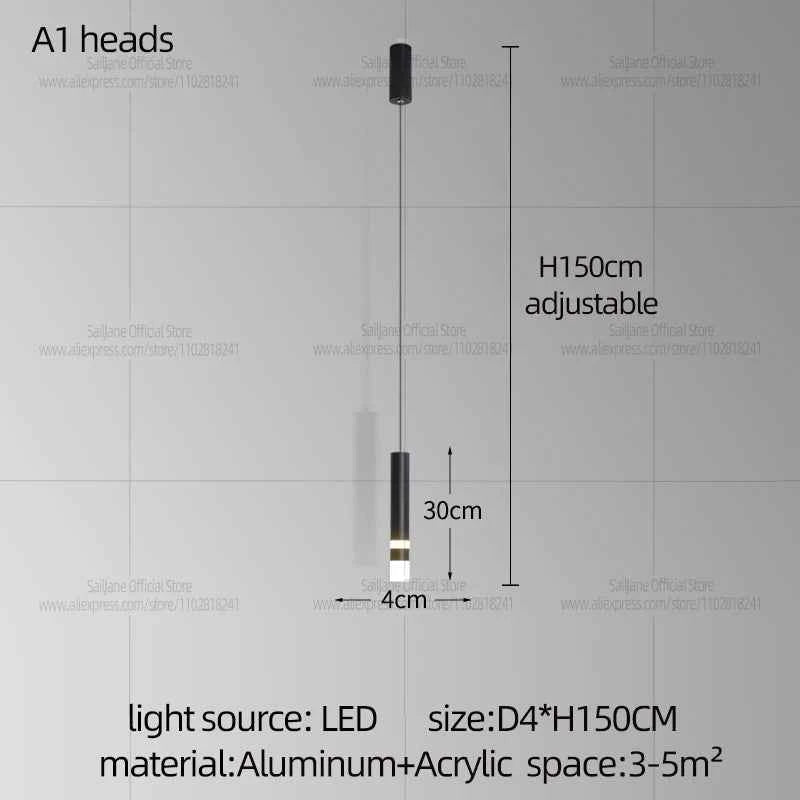 Modern LED Long Pendent Lamp Hanging Bedroom Bedhead pendant Light Suitable For Restaurant Bar Counter Decoration Chandelier