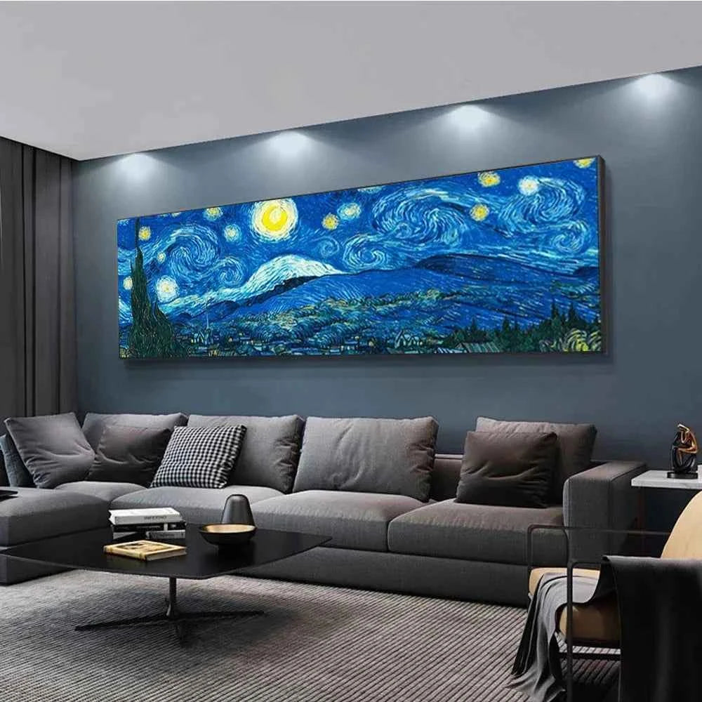 Scandinavian Minimalist Wall Art Van Gogh Painting "Starry Night" HD Canvas Poster Prints Home Bedroom Living Room Decoration