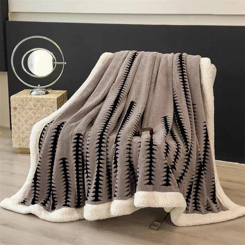 Blanket Quilt New Thickened Cloud-feel Fleece Double-layer  Plush Winter Wool Knee Nap Four Seasons Blankets for Sofas Sleeping