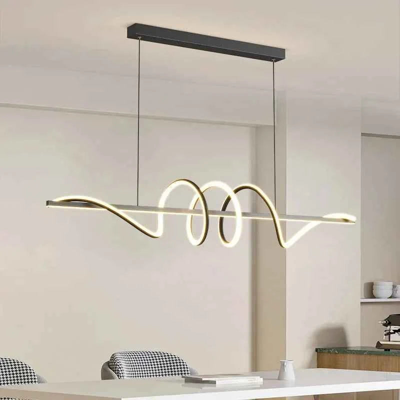 Minimalist Long Strip Restaurant Ceiling Chandelier Home Decor Bedroom Living Room Pendant Light Dining Table Bar Hanging Lamps