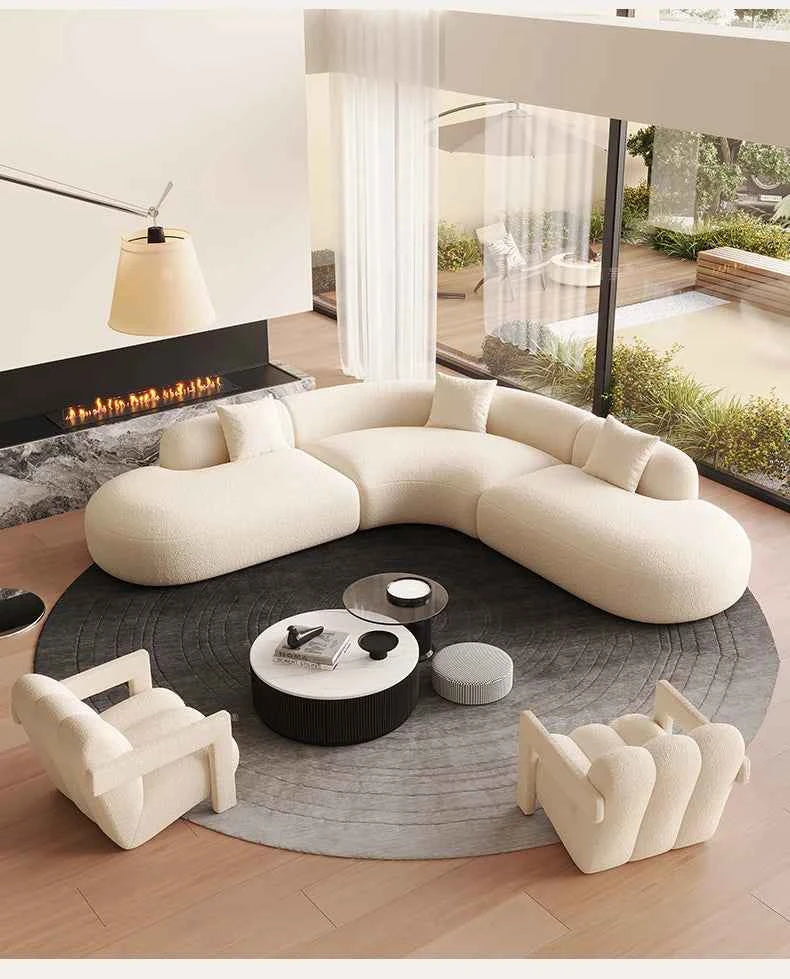 Curved Individual Living Room Sofas Corner Recliner Luxury Nordic Sofas Modern Cloud Single Floor Designer Wood Divano Furniture