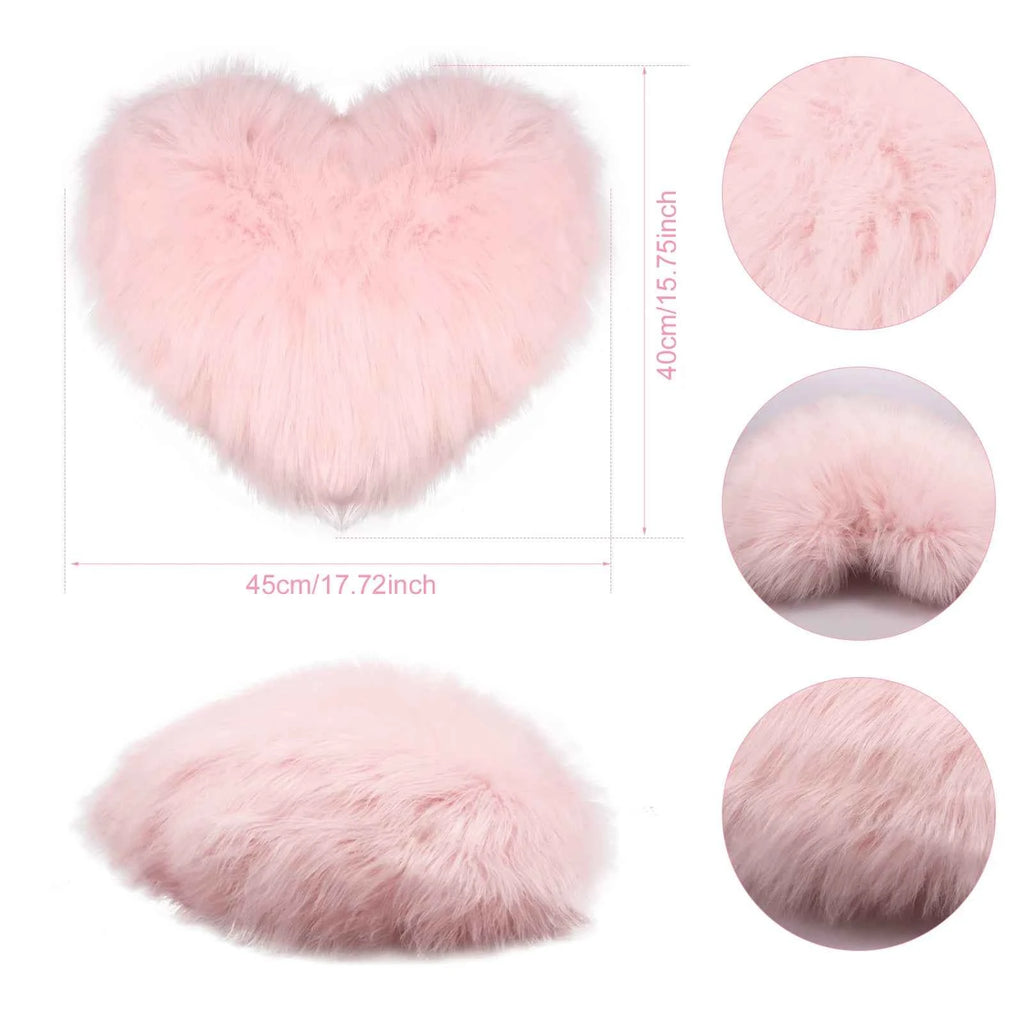 Heart Pillow Decorative Cute Heart Shaped Back Cushion Comfortable Light Pink Pillow Soft Fluffy Long Plush Love Throw Pillow