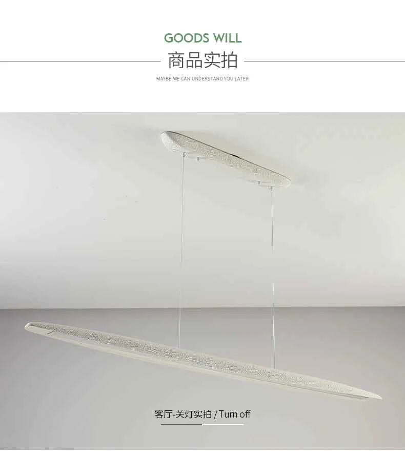 Modern Simple Strip Restaurant LED Ceiling Chandelier Nordic Wabi Sabi Home Interior Decor Bar Pendant Lamp Living Room Light
