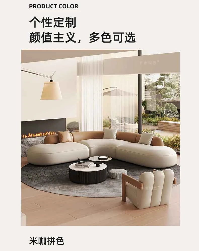 Curved Individual Living Room Sofas Corner Recliner Luxury Nordic Sofas Modern Cloud Single Floor Designer Wood Divano Furniture