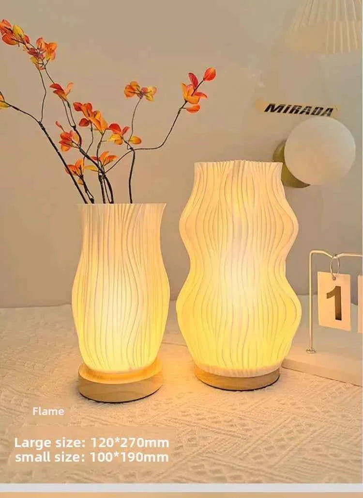 Flower Vase Table Lamp ins Cream Style Creative Atmosphere Light USB Rechargeable Bedside Night Light Desktop Decoration