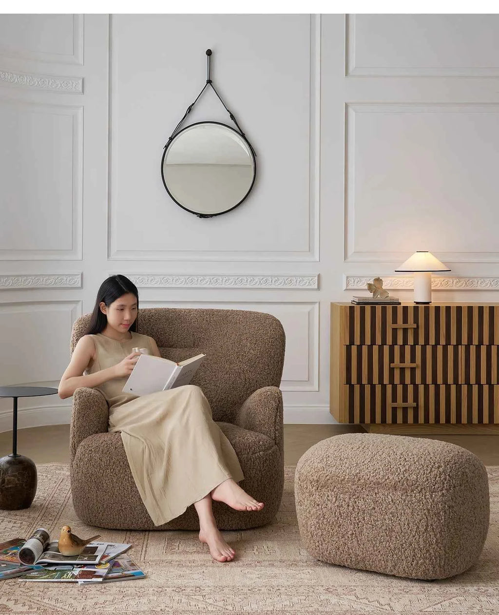 Lazy Lounge Sofa Chair - Modern Luxury Recliner for Living Room, Ergonomic Comfortable Vanity Furniture