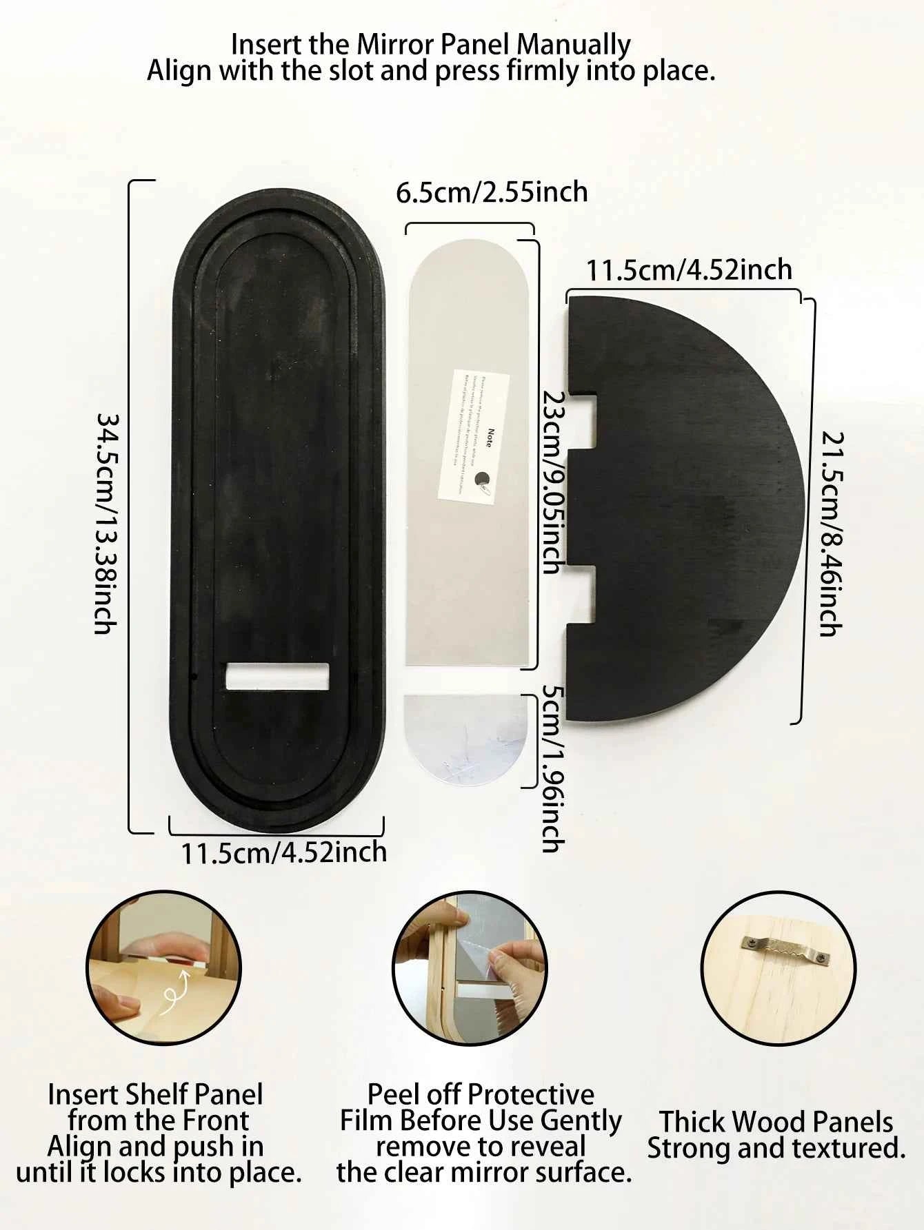 Black Arched Wall Shelves Modern Geometric Design Wall Mirror Home Decorative Wall-Mounted Mirror for Living Room & Bedroom Gift