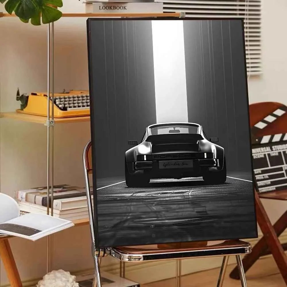1PC Black And White Luxury Car Art Poster Poster Paper Print Home Living Room Bedroom Entrance Bar Cafe Art Painting Decoration
