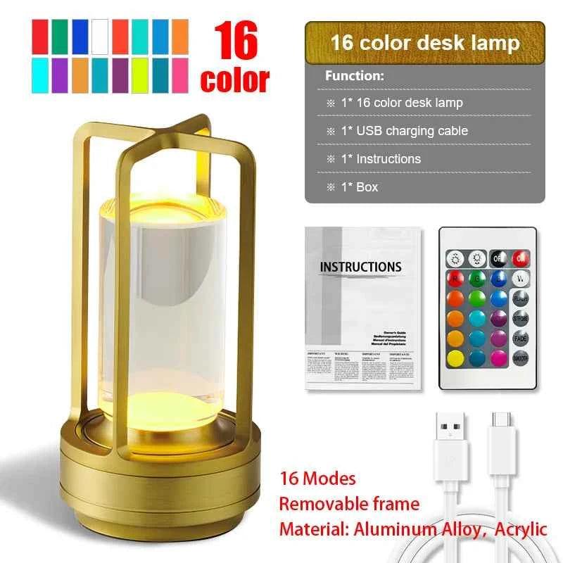 16 Modes Table Lamp LED Rechargeable Dimmable Mood Light Crystal Candle Room Decoration Portable Night Lights For Home Bar Gift