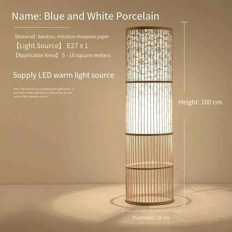 Art Chinese Floor Lamp Retro Bamboo Weaving Living Room Tea Room Japanese Bedroom Classic Creative Ornament Lighting Fixtures