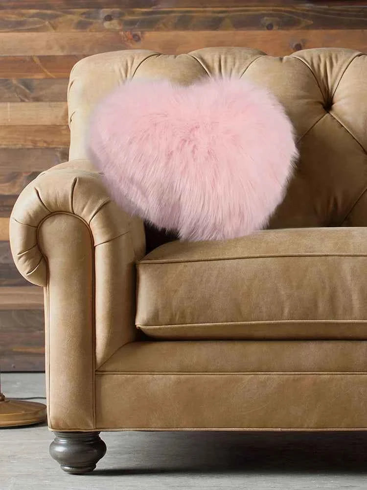 Heart Pillow Decorative Cute Heart Shaped Back Cushion Comfortable Light Pink Pillow Soft Fluffy Long Plush Love Throw Pillow