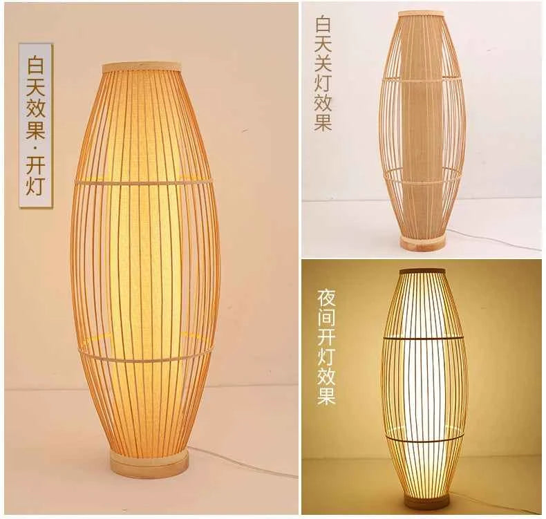 Art Chinese Floor Lamp Retro Bamboo Weaving Living Room Tea Room Japanese Bedroom Classic Creative Ornament Lighting Fixtures