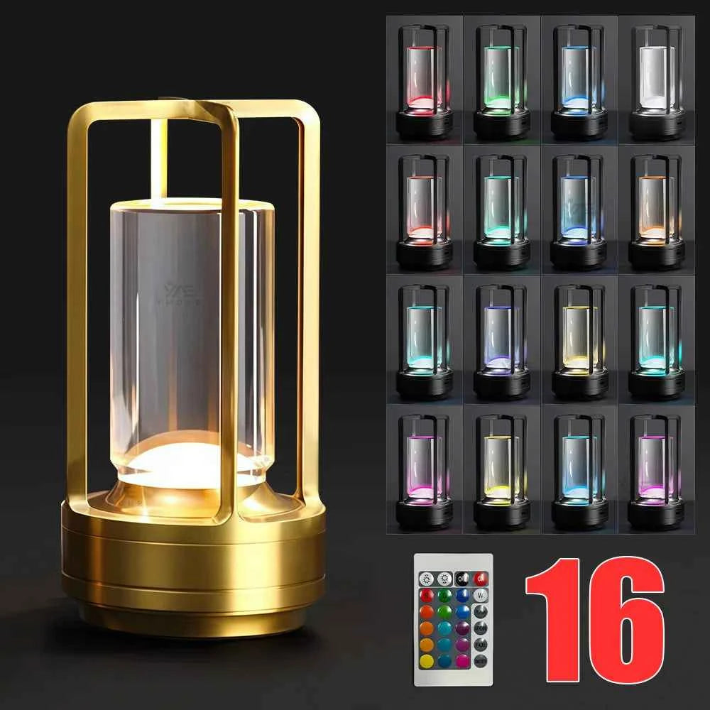16 Modes Table Lamp LED Rechargeable Dimmable Mood Light Crystal Candle Room Decoration Portable Night Lights For Home Bar Gift