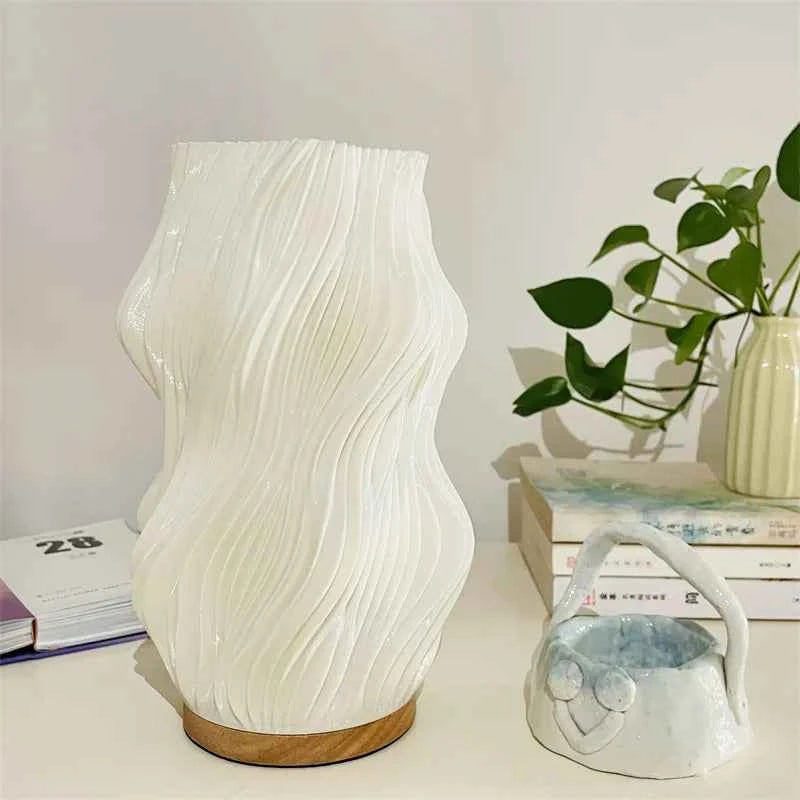 Flower Vase Table Lamp ins Cream Style Creative Atmosphere Light USB Rechargeable Bedside Night Light Desktop Decoration