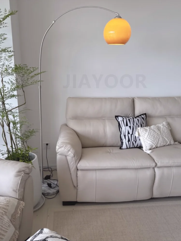 Nordic Floor Lamp - Luxury LED Living Room Atmosphere Fishing Lamp with Marble Base for Sofa Side and Bedroom Bedside Use