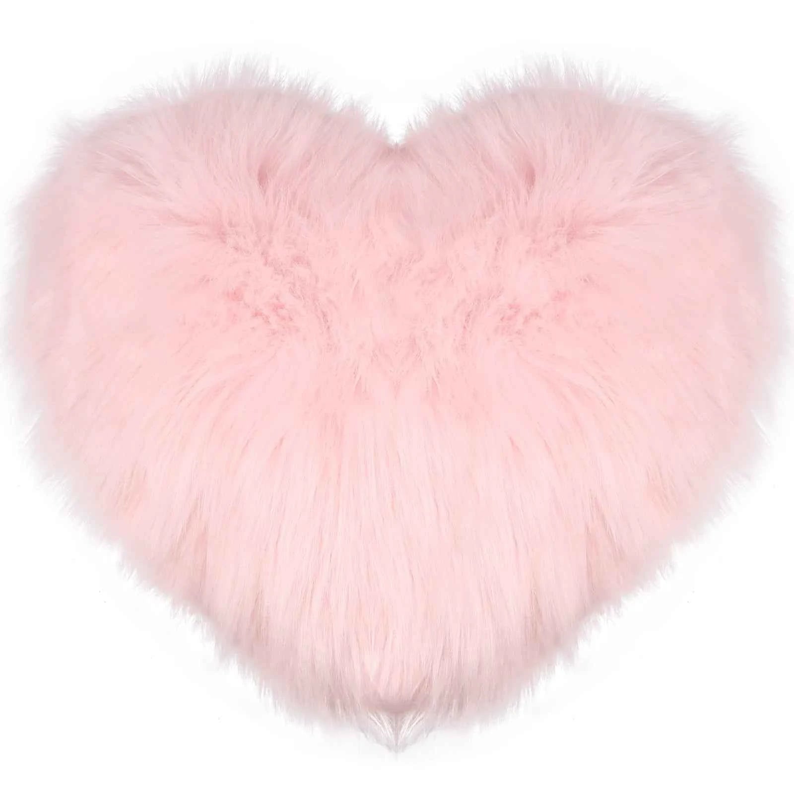 Heart Pillow Decorative Cute Heart Shaped Back Cushion Comfortable Light Pink Pillow Soft Fluffy Long Plush Love Throw Pillow