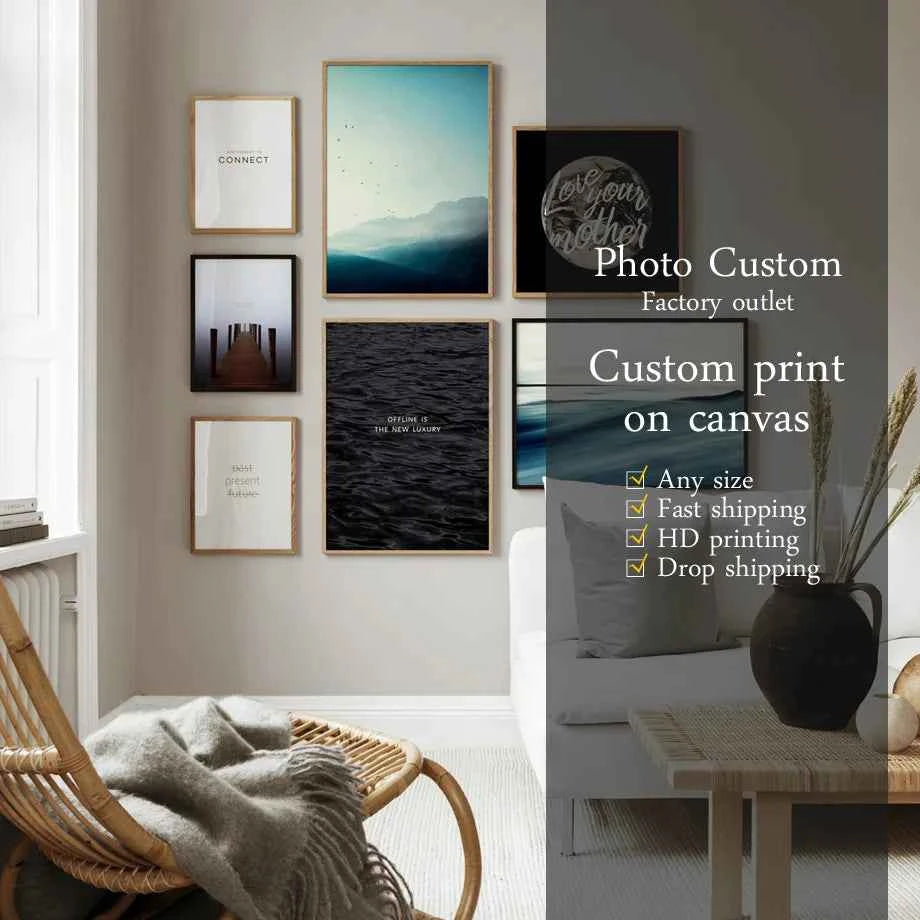 Wall Art With Your Photo Painting Decoration Picture for Living Room Personalized Gift Custom Poster Any Size Print Canvas