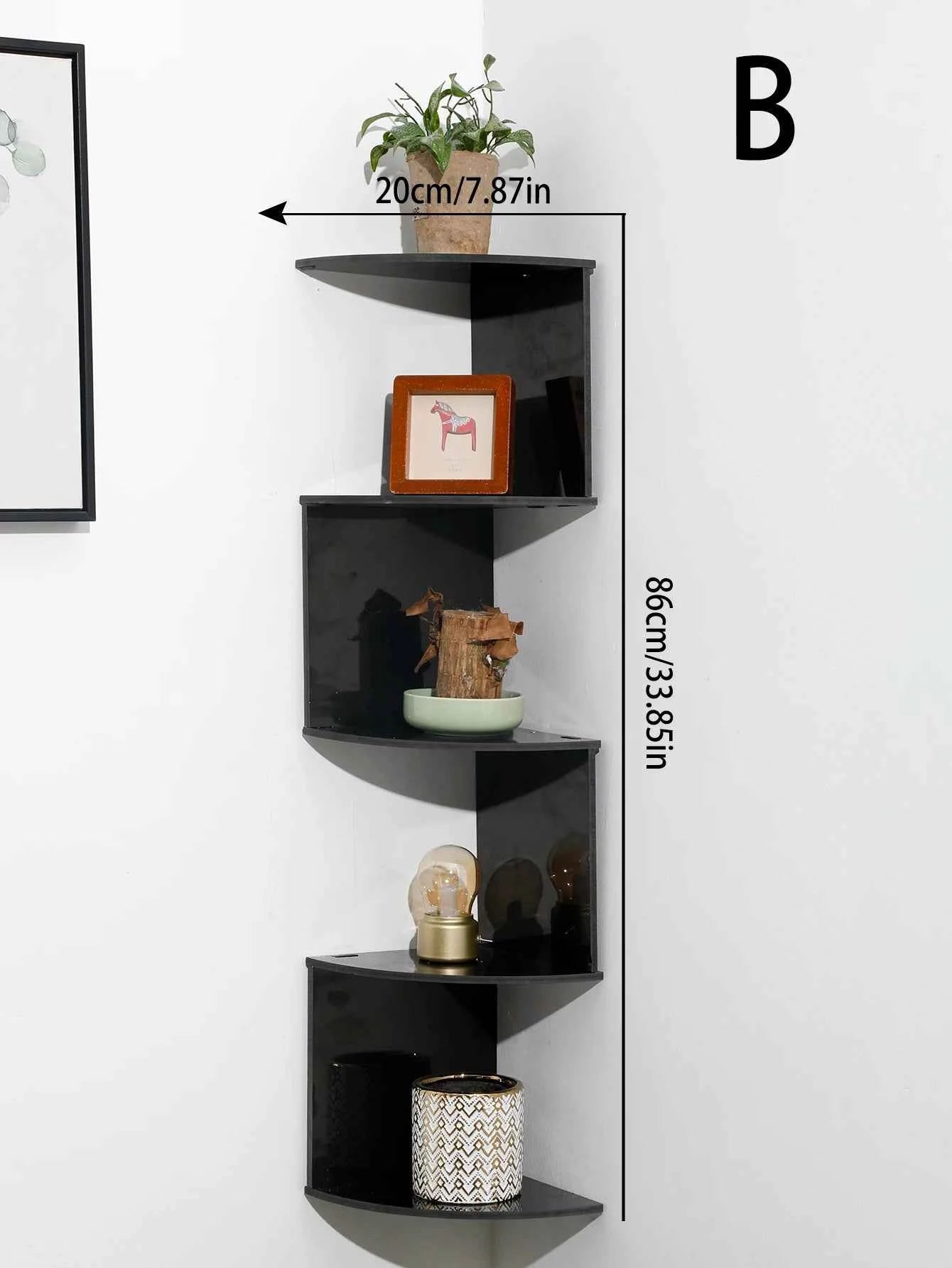 5-tier Floating Wall Shelf Corner Storage Rack Aesthetic Room Decoration Home Decoration Living Room Kitchen Display Stand Ledge