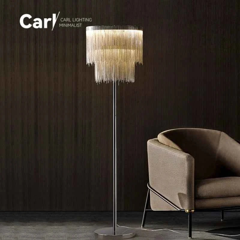 New Tassel Floor Lamp Living Room Bedside Light Luxury Bedroom Vertical Table Lamp Nordic Postmodern Simple Sofa Corner Art Lamp