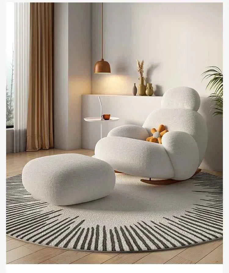 Big White Rocking Chair - Stylish Single Lazy Sofa for Living Room, Balcony, and Bedroom