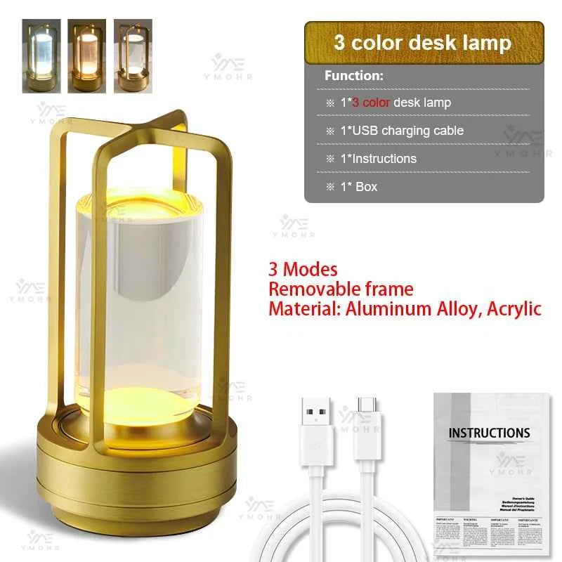 16 Modes Table Lamp LED Rechargeable Dimmable Mood Light Crystal Candle Room Decoration Portable Night Lights For Home Bar Gift