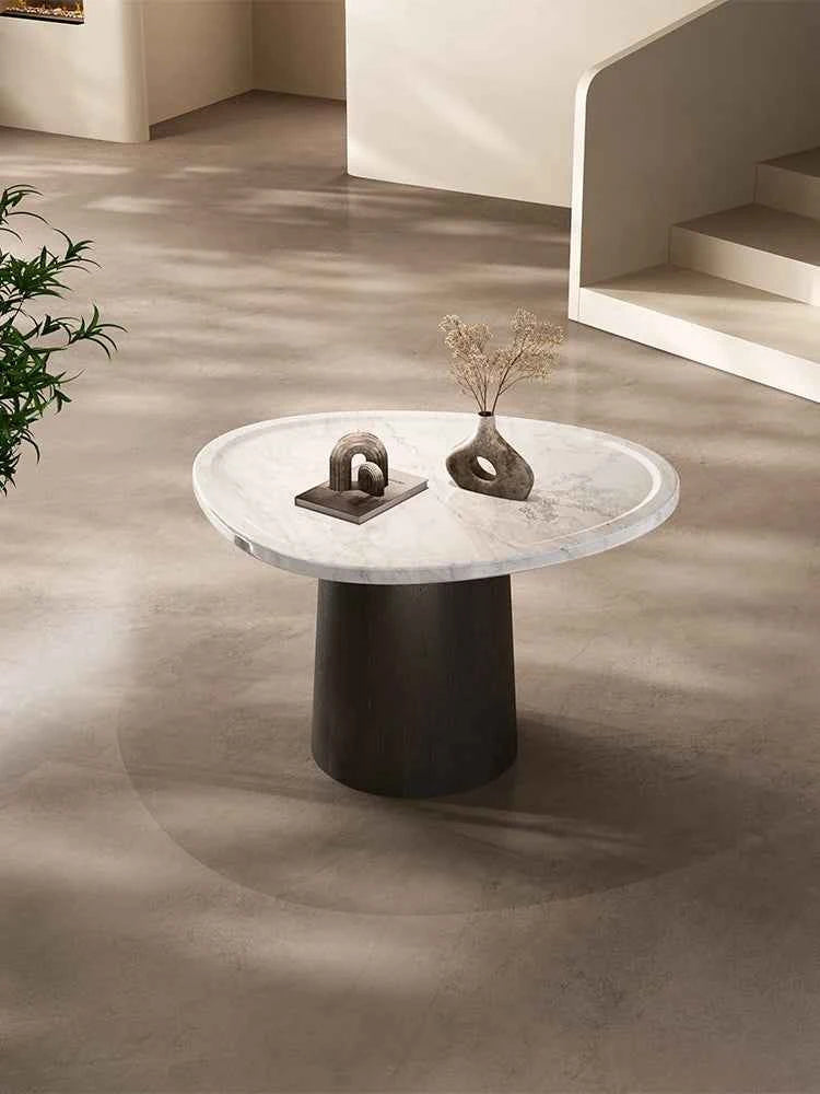"Luxury Natural Stone Coffee Table - Italian Designer Marble Tea Table, Artistic Freeform Shape for Modern Living Room"