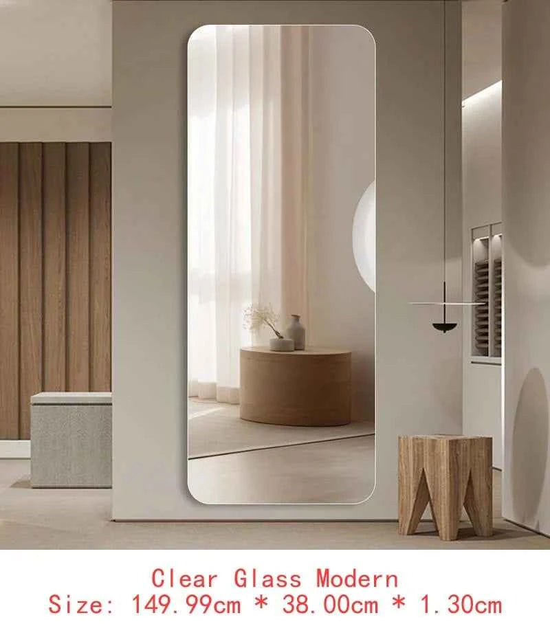 65"x24" Full Body Round Corner Mirror - Explosion-Proof Wall Hanging Silver Mirror for Living Room, Bedroom, or Cloakroom