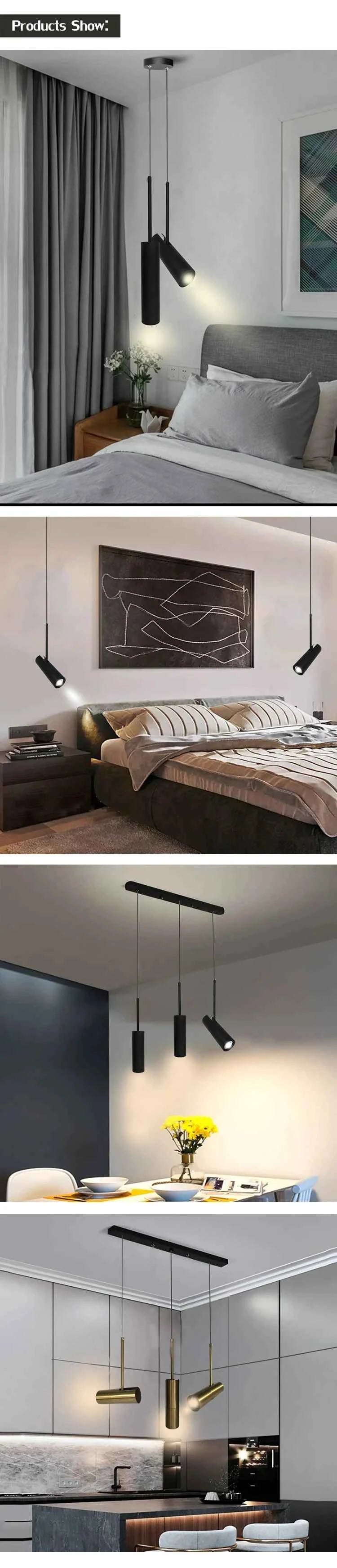 Nordic Modern LED Hanging Lamp Dining Room Decor Restaurant Bar Coffee Bedroom Study Black Pendant Lights Adjustable Lampshade