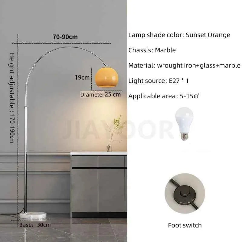 Nordic Living Room Atmosphere Floor Lamp Fishing Lamp Sofa Side Marble Standing Lamp Light Luxury LED Light Bedroom Bedside Lamp