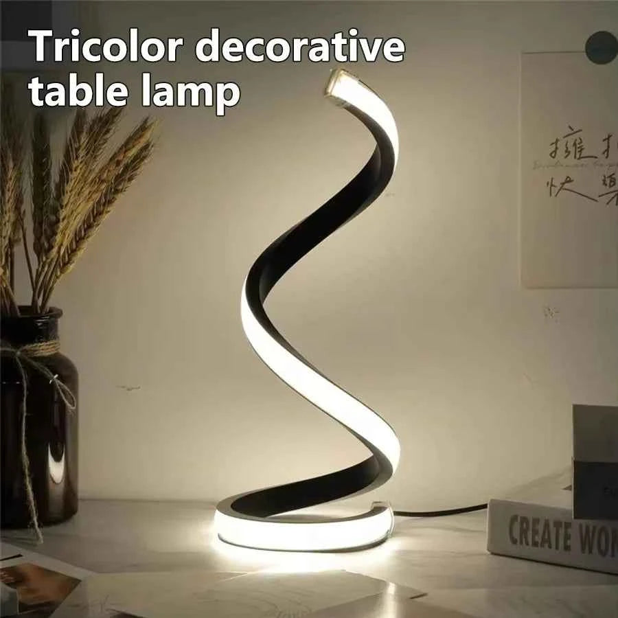 Creative Spiral LED Night Light 3 Colors Dimmable Desk Lamp Reading Light for Living Room Office Desk Bedroom Bedside Decor