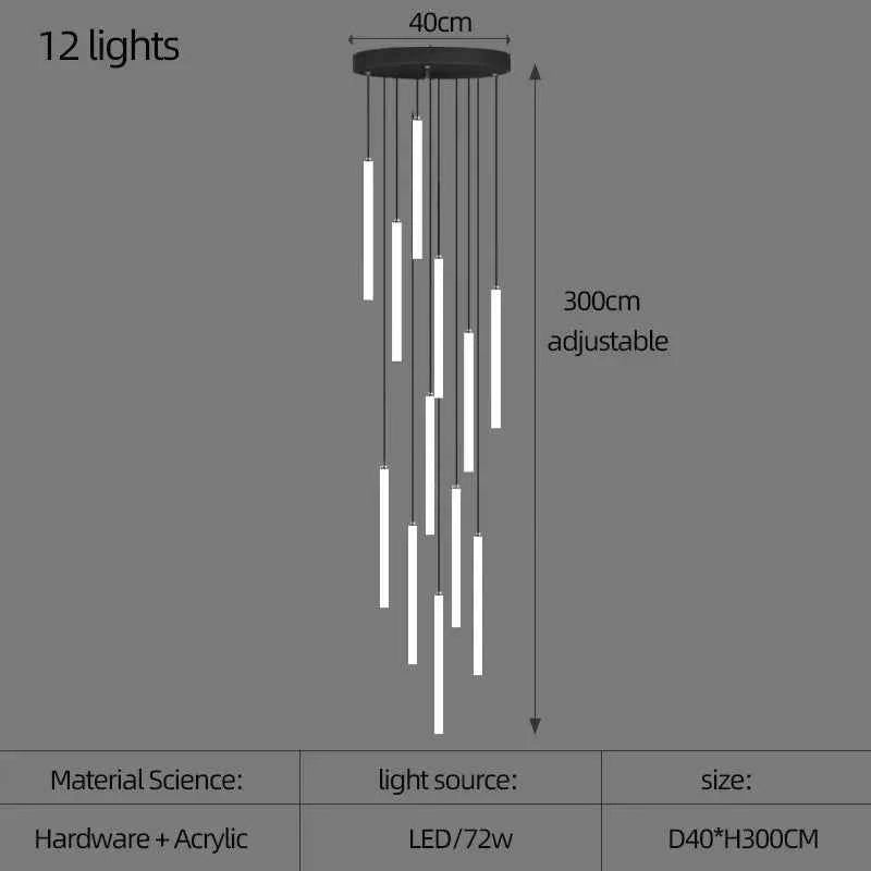 LED Long Chandelier Modern Home Decoration Pendant Lights Minimalist Attic Living Room Staircase Lighting Indoor Hanging Lamps