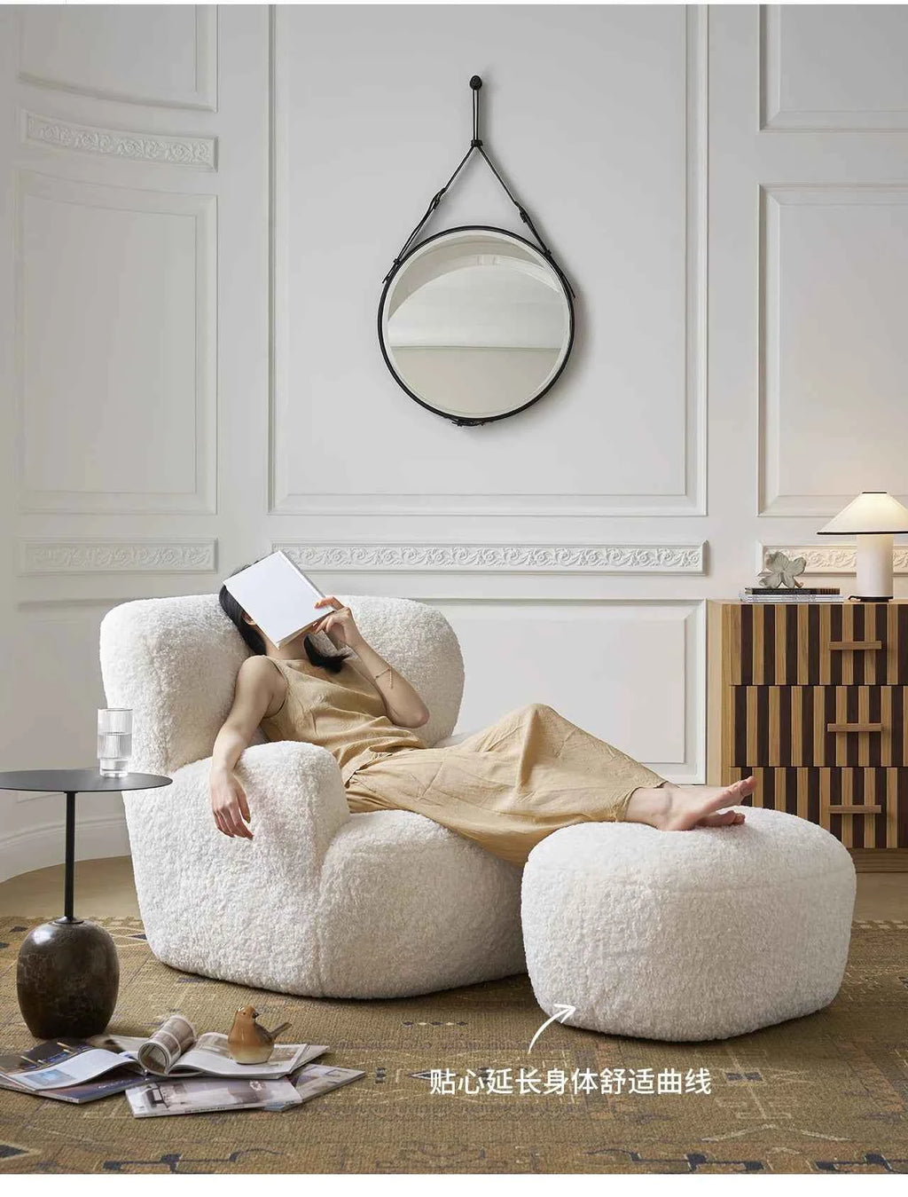 Lazy Lounge Sofa Chair - Modern Luxury Recliner for Living Room, Ergonomic Comfortable Vanity Furniture