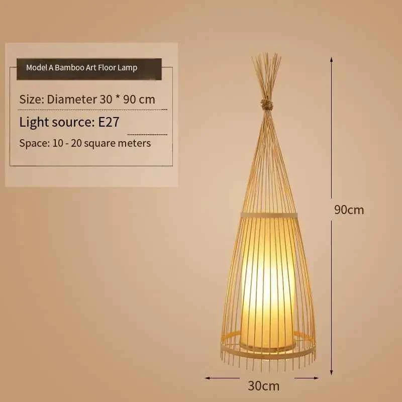 Art Chinese Floor Lamp Retro Bamboo Weaving Living Room Tea Room Japanese Bedroom Classic Creative Ornament Lighting Fixtures